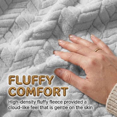 SUPERIOR Hope Herringbone Chevron Fluffy Fleece Throw Blanket