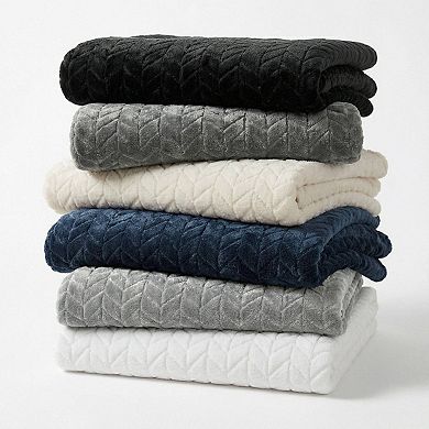 SUPERIOR Hope Herringbone Chevron Fluffy Fleece Throw Blanket