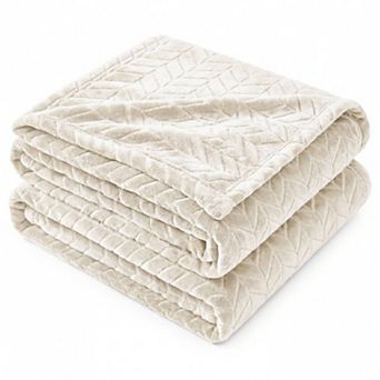 SUPERIOR Hope Herringbone Chevron Fluffy Fleece Throw Blanket