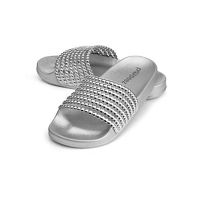 Pupeez Girls Art Color Sandals with Abstract Print Strap Lightweight Slip-On