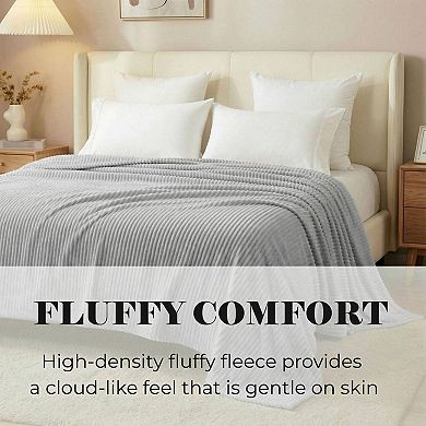 SUPERIOR Kacey Luxe Ribbed Corduroy Fluffy Fleece Throw Blanket