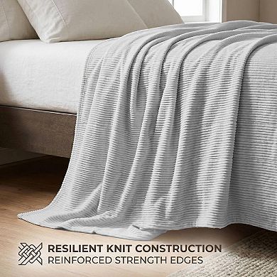 SUPERIOR Kacey Luxe Ribbed Corduroy Fluffy Fleece Throw Blanket