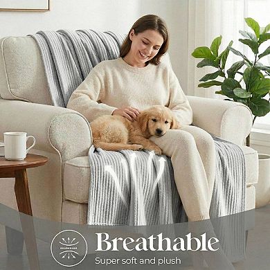 SUPERIOR Kacey Luxe Ribbed Corduroy Fluffy Fleece Throw Blanket