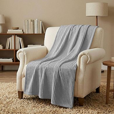SUPERIOR Kacey Luxe Ribbed Corduroy Fluffy Fleece Throw Blanket