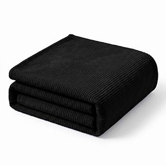 SUPERIOR Kacey Luxe Ribbed Corduroy Fluffy Fleece Throw Blanket