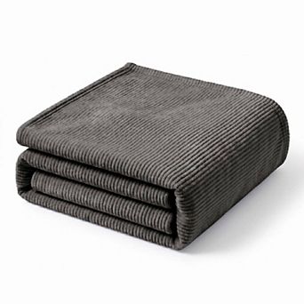 SUPERIOR Kacey Luxe Ribbed Corduroy Fluffy Fleece Throw Blanket