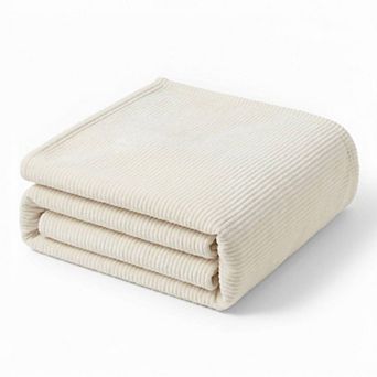 SUPERIOR Kacey Luxe Ribbed Corduroy Fluffy Fleece Throw Blanket