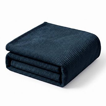 SUPERIOR Kacey Luxe Ribbed Corduroy Fluffy Fleece Throw Blanket