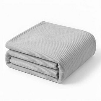 SUPERIOR Kacey Luxe Ribbed Corduroy Fluffy Fleece Throw Blanket