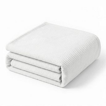 SUPERIOR Kacey Luxe Ribbed Corduroy Fluffy Fleece Throw Blanket