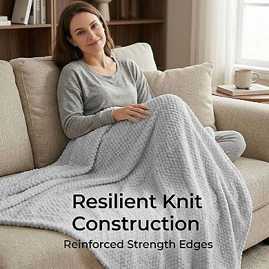 SUPERIOR Textured Fluffy Fleece Throw Blanket