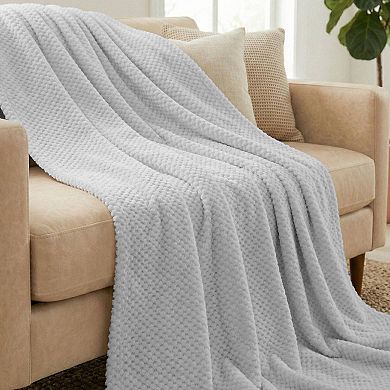 SUPERIOR Textured Fluffy Fleece Throw Blanket