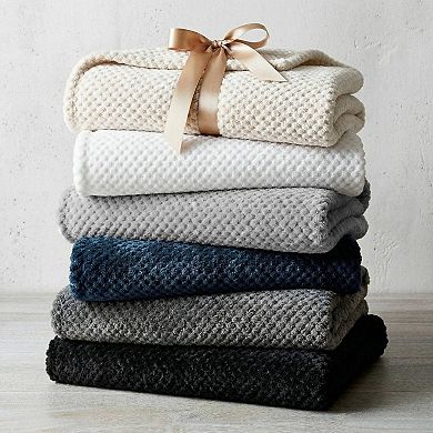SUPERIOR Textured Fluffy Fleece Throw Blanket