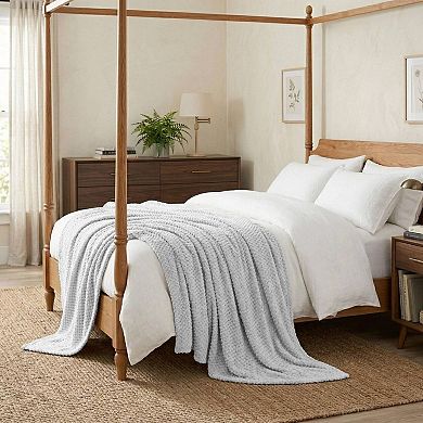 SUPERIOR Textured Fluffy Fleece Throw Blanket