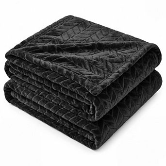 SUPERIOR Textured Fluffy Fleece Throw Blanket