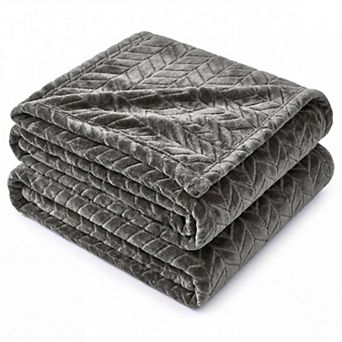 SUPERIOR Textured Fluffy Fleece Throw Blanket