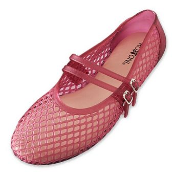 Roxoni Women’s Double Strap Jelly Mary Jane Ballet Flats