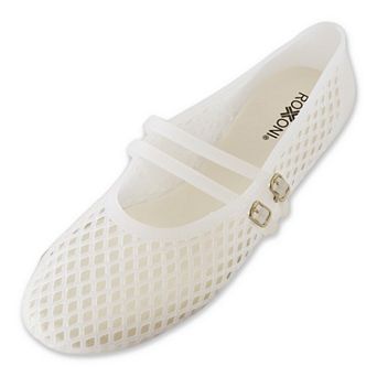 Roxoni Women’s Double Strap Jelly Mary Jane Ballet Flats