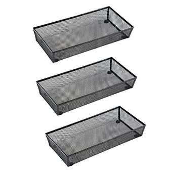 3 Pack Mesh Flatware Drawer Organizer Non-Slip Steel Storage Tray