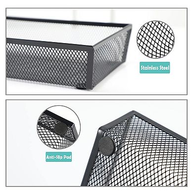 3 Pack Mesh Flatware Drawer Organizer Non-Slip Steel Storage Tray