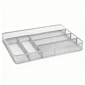 Silverware Organizer 6 Slots Non-slip Mesh Kitchen Drawer Metal Utensil Cutlery Holder Tray