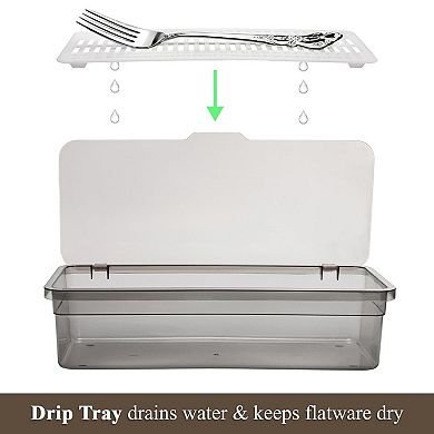6 Pack Flatware Trays with Lid Drainer Stackable Plastic Utensil Holder