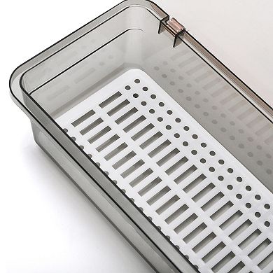 6 Pack Flatware Trays with Lid Drainer Stackable Plastic Utensil Holder
