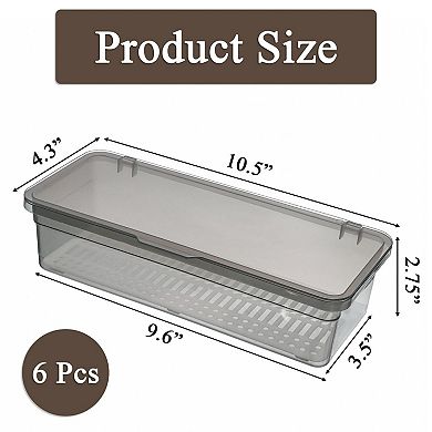 6 Pack Flatware Trays with Lid Drainer Stackable Plastic Utensil Holder