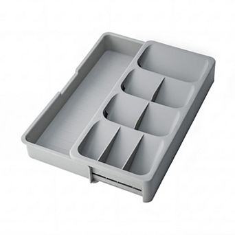 Expandable Silverware Drawer Organizer Adjustable Plastic Cutlery Tray Multi-Compartment Kitchen