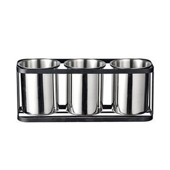Stainless Steel Countertop Flatware Organizer 3 Compartments with Drainage