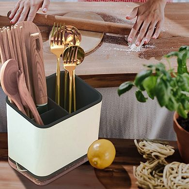 Utensil Holder Cutlery Drainer Chopsticks Spoon Storage Organizer Compartment Box