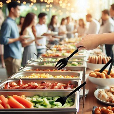 18-Piece Plastic Serving Utensils Set Forks Spoons Tongs for Buffet Catering Events