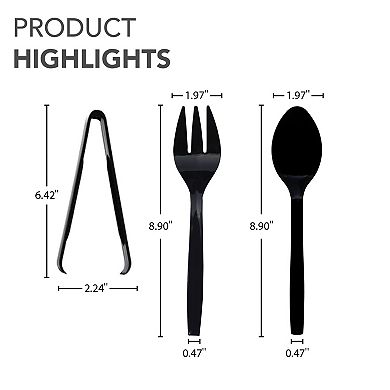 18-Piece Plastic Serving Utensils Set Forks Spoons Tongs for Buffet Catering Events