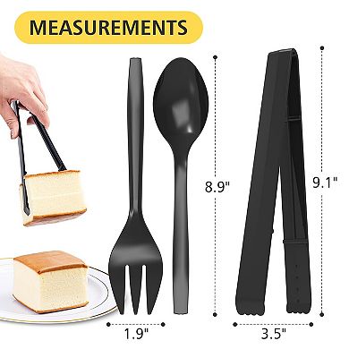 Plastic Serving Utensils Set Disposable Reusable 18 Pack Tongs Spoons Forks