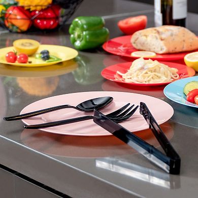 Plastic Serving Utensils Set Disposable Reusable 18 Pack Tongs Spoons Forks