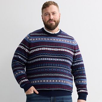 Big & Tall Sonoma Goods For Life® Fair Isle Crewneck Sweater