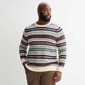 Big & Tall Sonoma Goods For Life® Fair Isle Crewneck Sweater