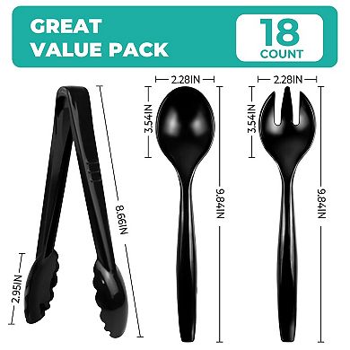 Disposable Plastic Serving Utensils Set Heavy Duty 18-Piece Clear Spoons Tongs Forks for Catering