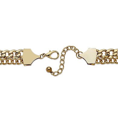 Crystal Multi-Chain Fan Motif Necklace and Earrings Set in Goldtone