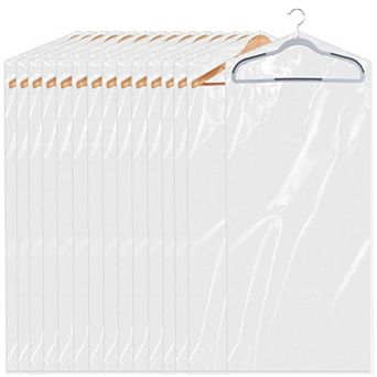 15 Pack Clear Plastic Garment Bags Hanging Clothes Dust-proof Protector for Home Storage Travel