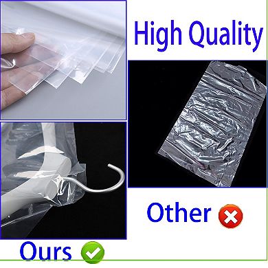15 Pack Clear Plastic Garment Bags Hanging Clothes Dust-proof Protector for Home Storage Travel