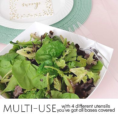 Disposable Plastic Serving Utensils Set 12 Heavyweight Clear Combo for Events Parties Buffets