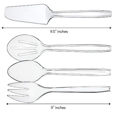 Disposable Plastic Serving Utensils Set 12 Heavyweight Clear Combo for Events Parties Buffets