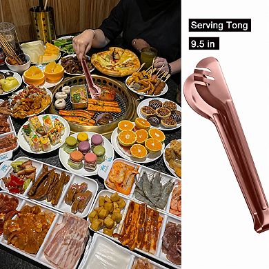 12 Piece Serving Utensils Set Stainless Steel Flatware with Spoons Forks Ladle Tongs Pie Server