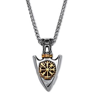 Men's Yellow Gold Ion-Plated Stainless Steel Viking Arrowhead Pendant Necklace