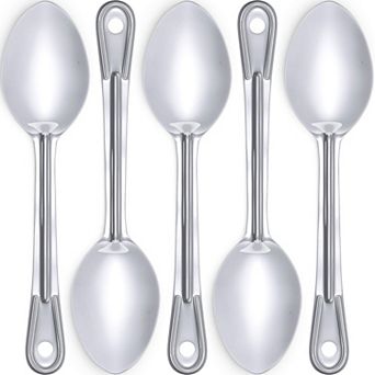 Super Strong 11 in Serving Spoons 5 Pack Stainless Steel for Cooking Baking Basting Kitchen Buffet