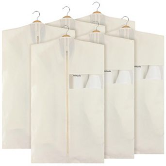 6 Pack Cotton Garment Bags for Hanging Clothes Canvas Suit Coat Storage Travel Gusseted Cover
