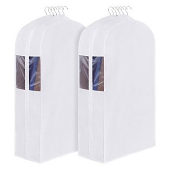 Cotton Hanging Garment Bags 40 Inch Washable Suit Cover With 10 Gusset Clear Window 2 Pack