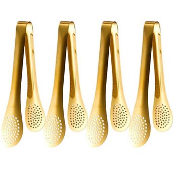 Stainless Steel Food Serving Tongs Set 4 pc for Cooking Salad Barbecue Toast