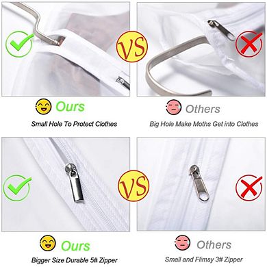 6 Pack Hanging Garment Bags Waterproof PEVA Clear Zipper Closet Storage Coats Jackets Shirts
